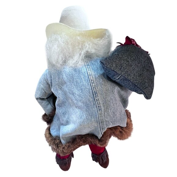 1997 Texas Santa Clause Sitter Posable Peppers Cowboy Hat Armadillo Handmade 24" - Picture 10 of 13